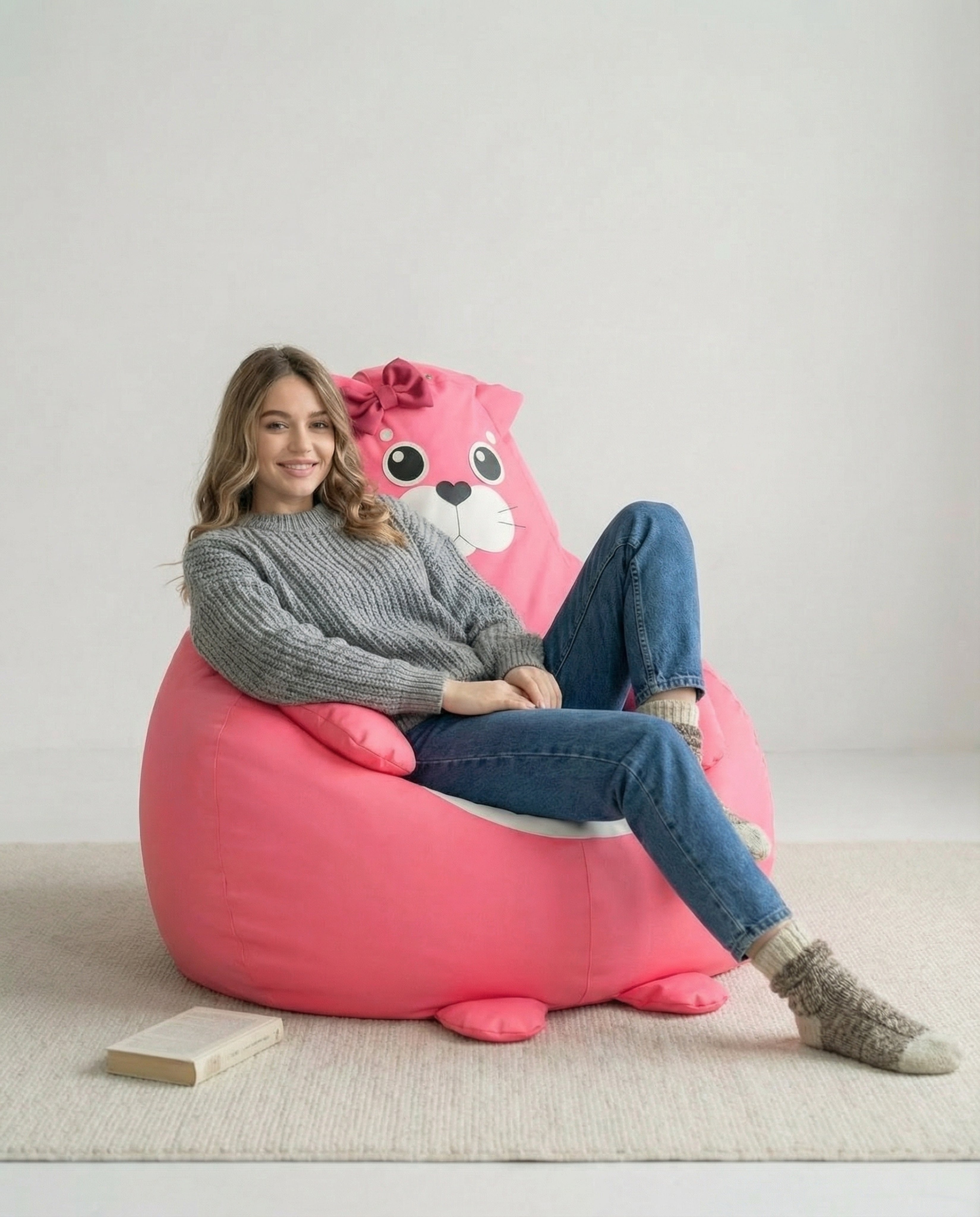 Pink Cat Bean Bag Chair